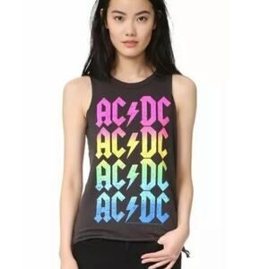 NWT Chaser AC/DC rainbow graphic tee tank top sz L